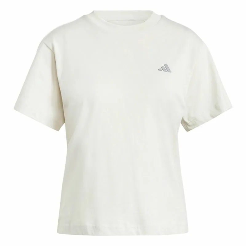 Moteriški marškinėliai su trumpomis rankovėmis Adidas Essentials Small Logo Balta Rusvai gelsva