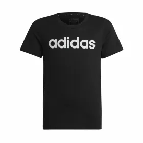 Детский Футболка с коротким рукавом Adidas Essentils Logo Linear Чёрный