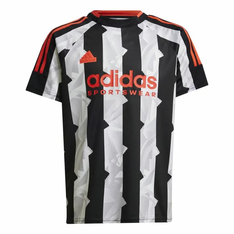 Bērnu Krekls ar Īsām Piedurknēm Adidas Tiro Balts Melns