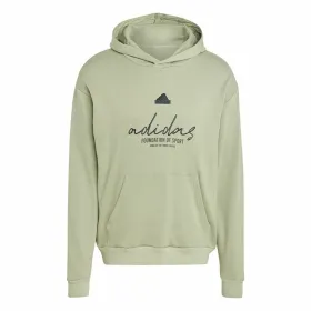 Vīriešu Sporta Krekls ar Kapuci Adidas Brand Love French Terry Hoodie Zaļš Gaiši zaļš
