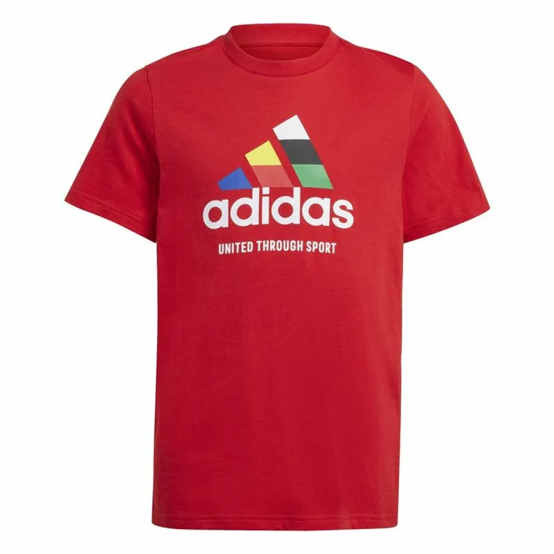 Uniseksiniai marškinėliai su trumpomis rankovėmis Adidas Tiro Nations Pack Graphic Raudona