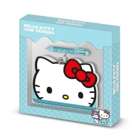 Päiväkirja tarvikkeineen Hello Kitty Sininen 24 x 23 x 2,5 cm
