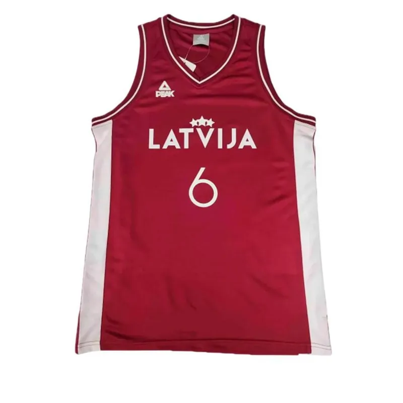 Баскетбольная футболка Peak Latvija 6 - Porzingis Белый Коричневый