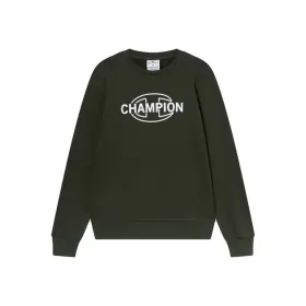 Vyriškas džemperis be gobtuvo Champion Graphic Shop Tamsiai žalia Karinė žalia