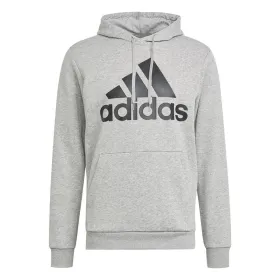 Толстовка с капюшоном мужская Adidas Essentials Fleece Big Logo Светло-серый