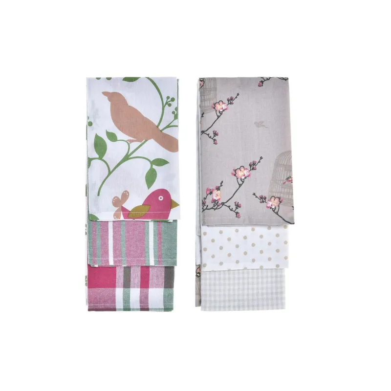 Vaatesetti DKD Home Decor Ruskea Punainen Vihreä Beige 60 x 0,5 x 40 cm Gėlės Linnut