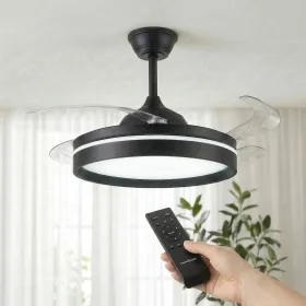 Lubų ventiliatorius su LED šviesa, 4 įtraukiamais sparnais ir nuotolinio valdymo pulteliu InnovaGoods