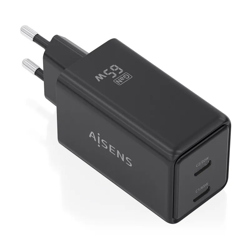 Сетевое зарядное устройство Aisens ASCH-65W2P079-BK Чёрный 65 W