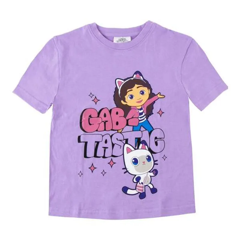 Child's Short Sleeve T-Shirt Gabby's Dollhouse Purple