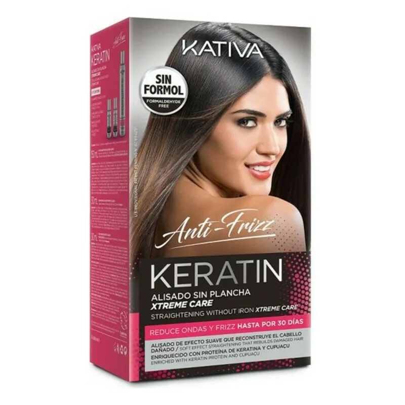 Matu Taisnošanas Līdzeklis Keratin Anti-frizz Xtrem Care Kativa (3 pcs) Bojāti mati