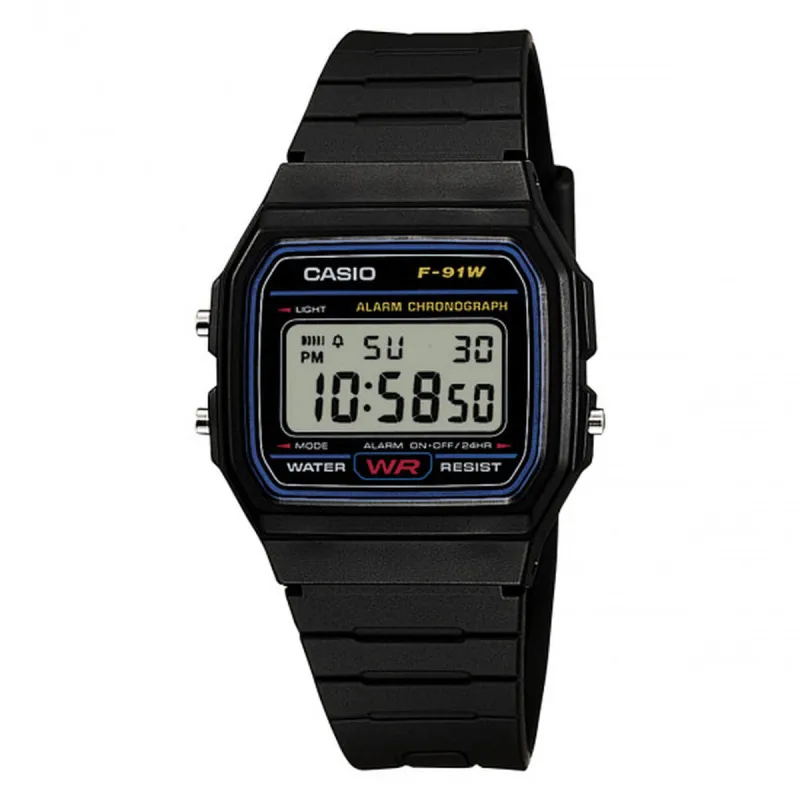 Unisex Kell Casio F-91W-1YEG Must (Ø 35 mm)