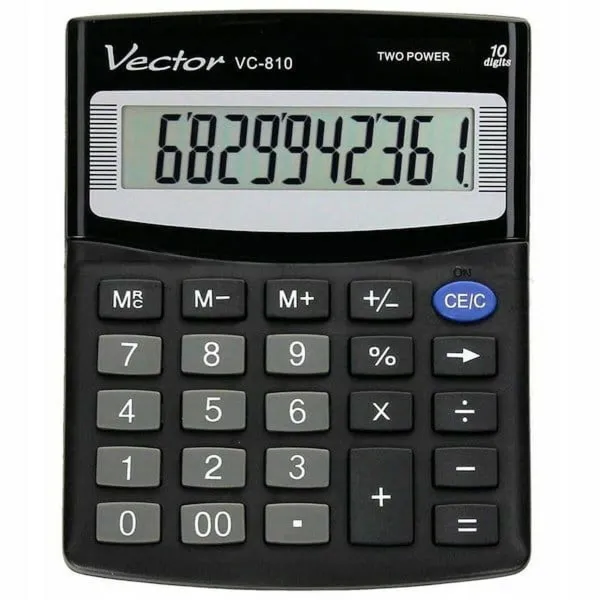 Laskin Vector VC-810 Musta Muovinen