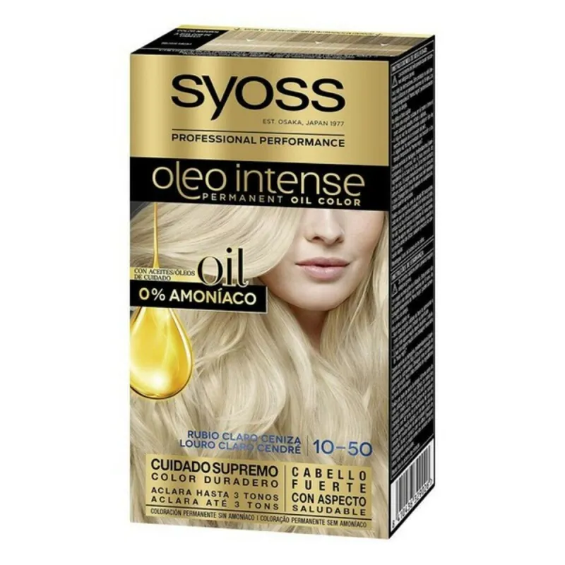 Noturīga Krāsa Syoss Olio Intense Gaiši Pelēcīgi Blonds Nº 10,50 Platīna Blonds Nº 10.50 - Rubio Claro Ceniza