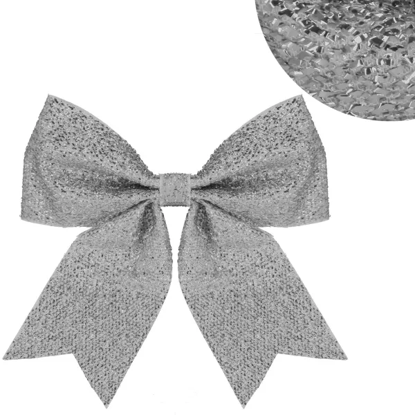 Joulukuusen rusetti, 20 cm, hopea kimalteleva puuriipus CA1296