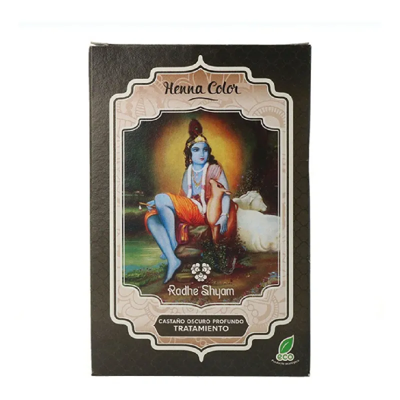 Pusiau laikinas dažas Radhe Shyam Tamsiai kaštoninis Henna Milteliai (100 g)