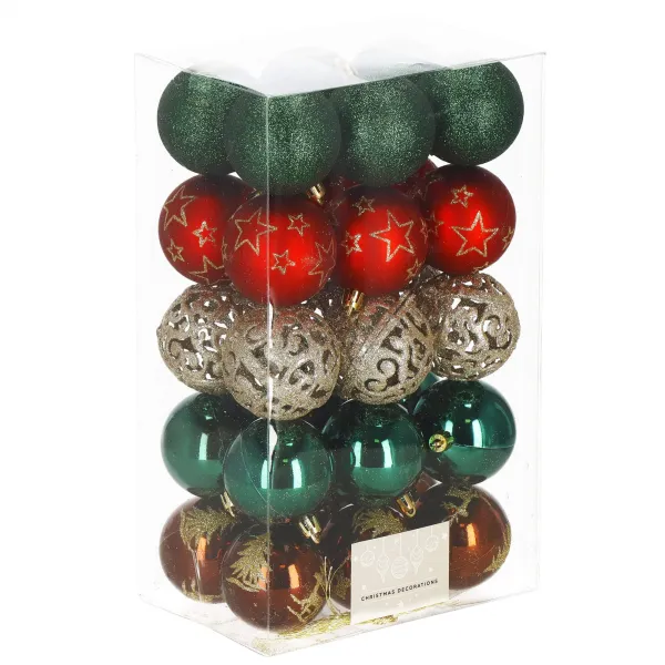 Kalėdinių eglutės papuošalų rinkinys Springos CA1133, 6 cm, 30 vnt.