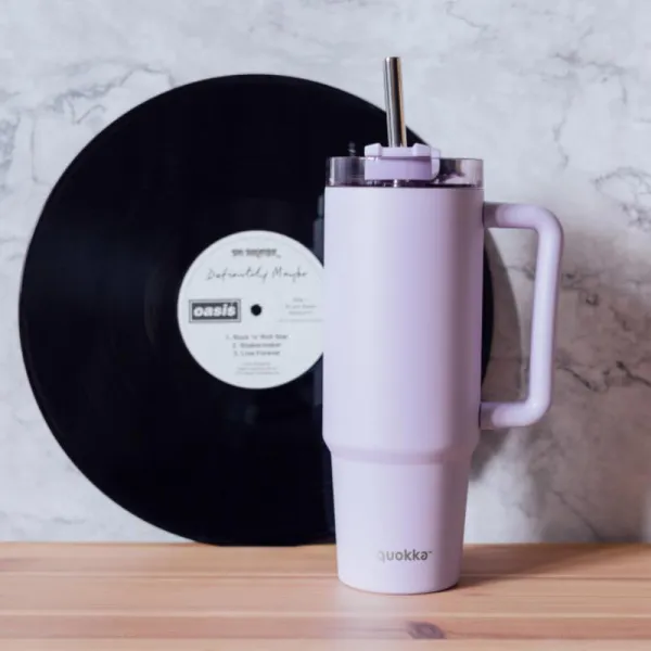 Quokka Stream - 950ml Stainless Steel Thermal Mug with Straw (Purple)