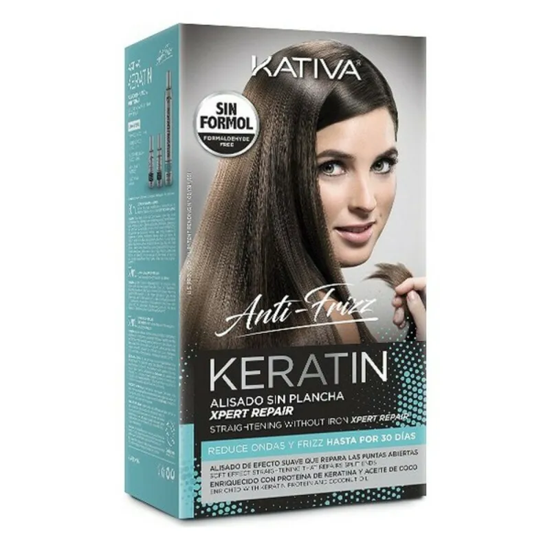Plaukus tiesinanti kapiliarinė priemonė Keratin Anti-frizz Post Kativa (3 pcs)