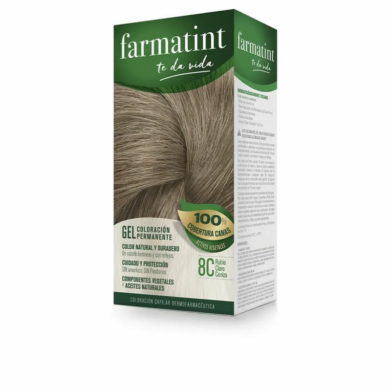 Pysyvä väriaine Farmatint 380236 8c-Rubio Claro Ceniza Nº 8c-Rubio Claro Ceniza Geeli (5 osaa)