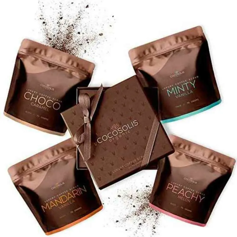 Отшелушивающее средство для лица Cocosolis Luxury Coffee Scrub Box 4 Предметы