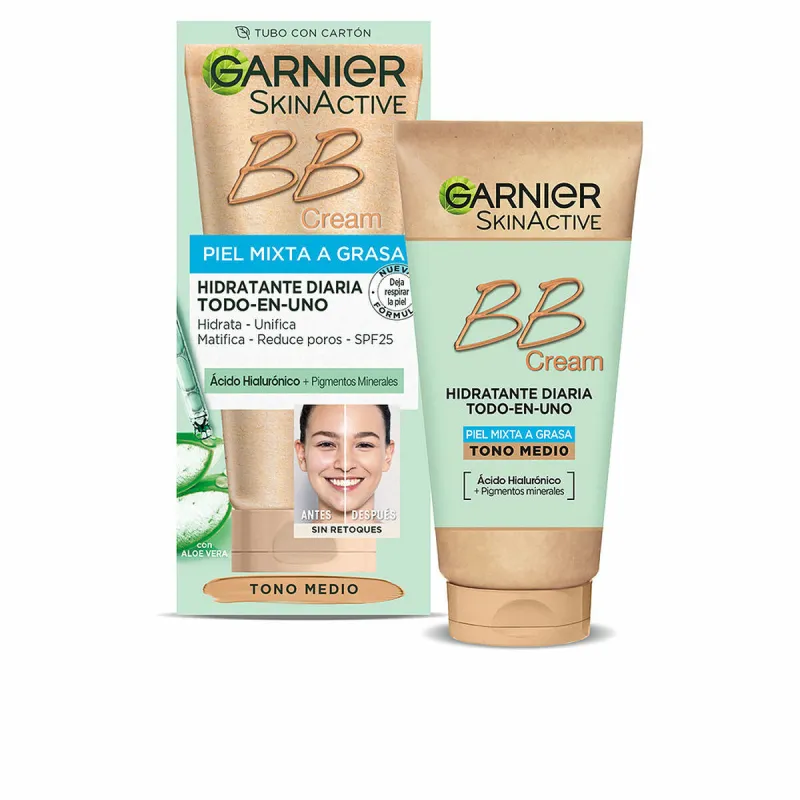 Drėkinamasis kremas su spalva Garnier Skinactive Bb Cream Medium Spf 25 50 ml Mišraus tipo oda Riebaluota oda