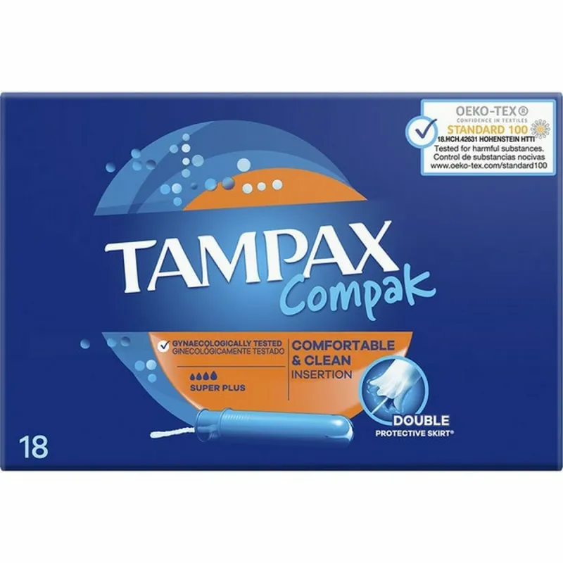 Super Plus Tampons Tampax Tampax Compak Aplikators 18 gb.