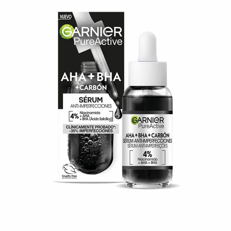 Kasvoseerumi Garnier Pure Active Aha Bha Carbón 30 ml Epätäydellisyyksiä poistava aine