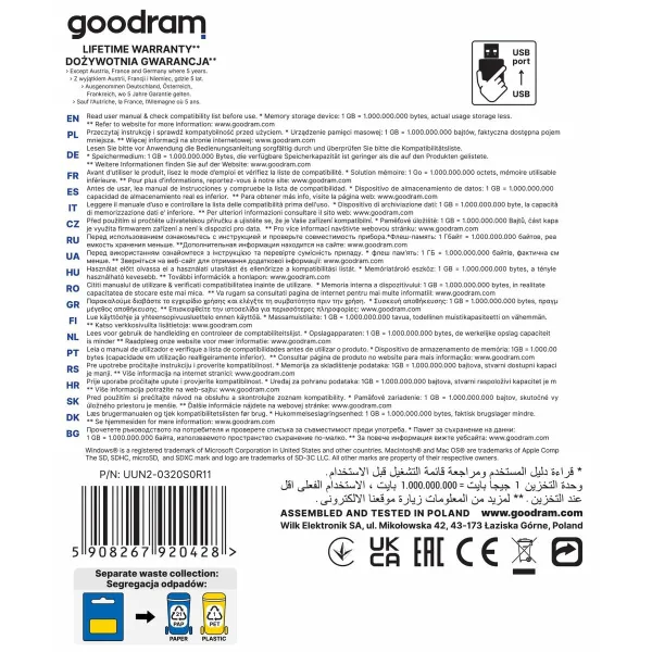 USB stick GoodRam UUN2-0320S0R11 Black Silver 32 GB