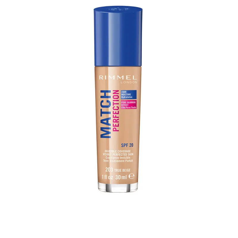 Šķidrā Grima Bāze Rimmel London Match Perfection Nº 203 Spf 20 30 ml