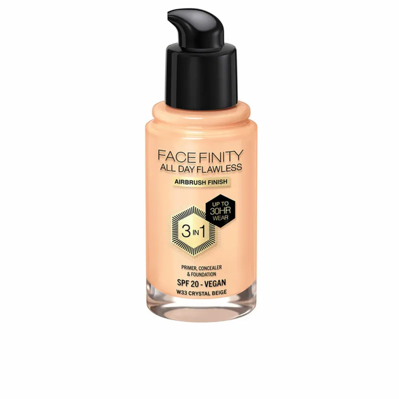 Grima Bāzes Krēms Max Factor Face Finity All Day Flawless Nº W33 Crystal beige W33-Crystal Beige Spf 20 30 ml 3-vienā