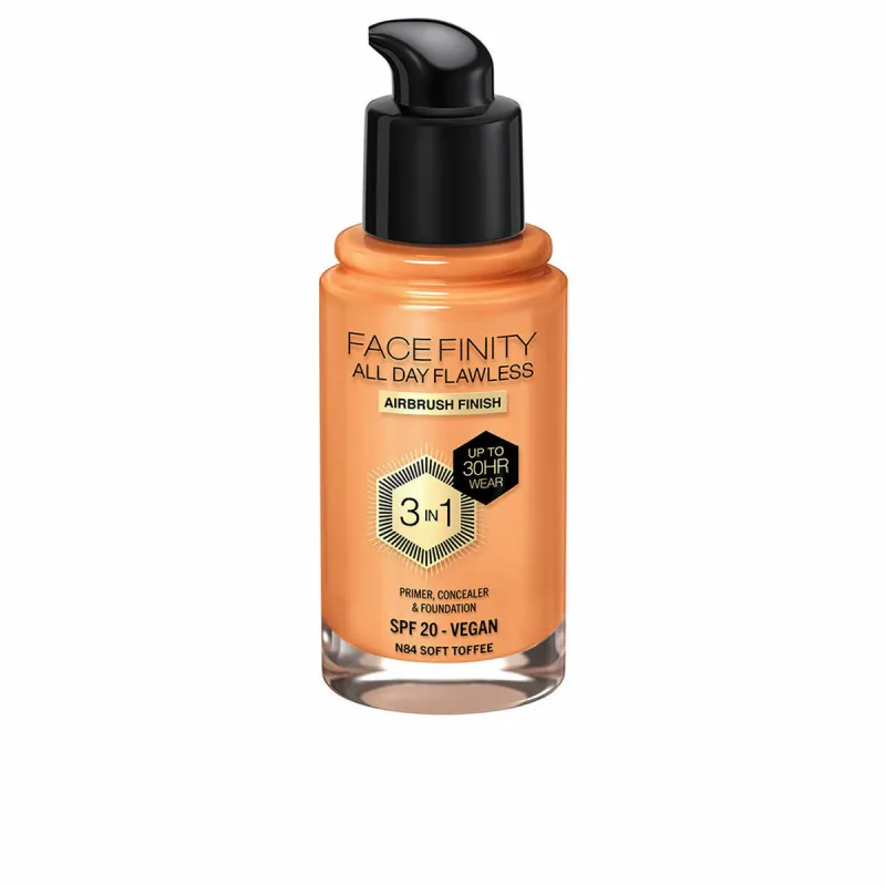 Kremas-makiažo pagrindas Max Factor Face Finity All Day Flawless Nº N84 Soft toffee N84-Soft Toffee Spf 20 30 ml 3 viename
