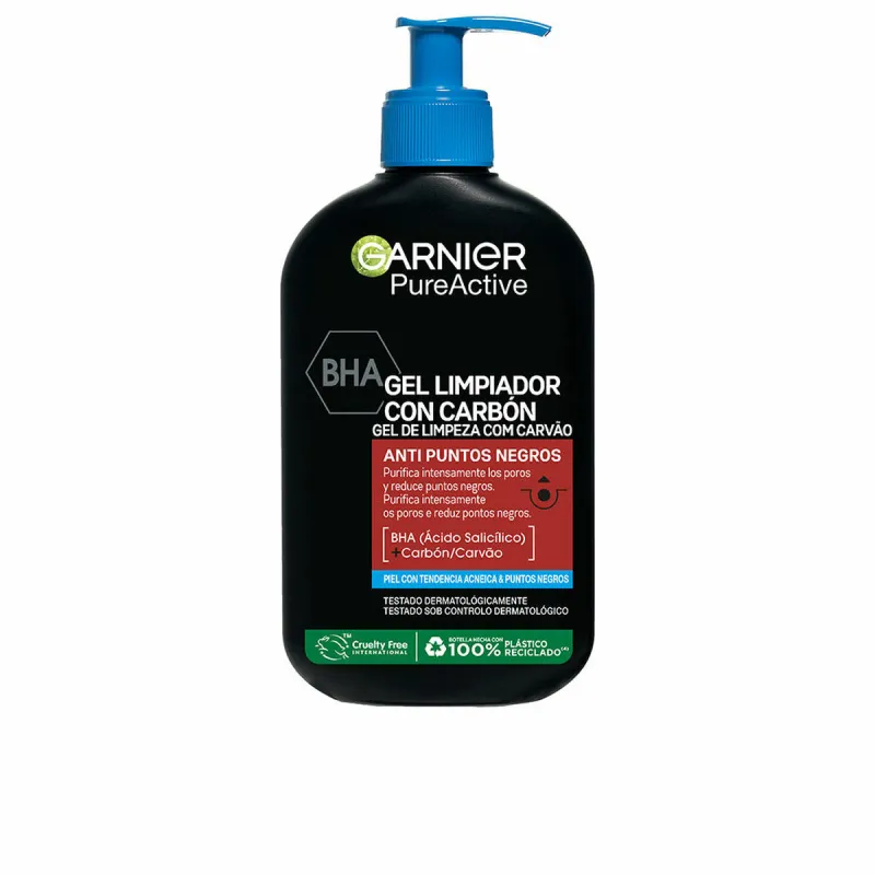 Kasvojen puhdistusgeeli Garnier Pure Active 250 ml Hiilenharmaa