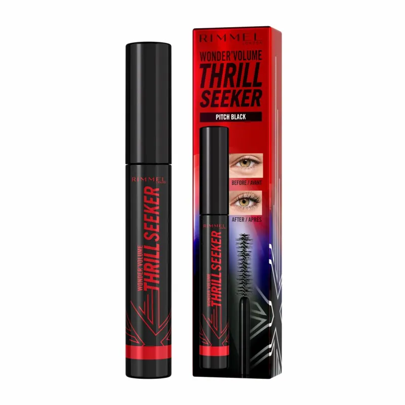 Skropstu tuša Rimmel London Volume Thrill Seeker Nº 004 Pitch Black Nº 004-Pitch Black 8 ml
