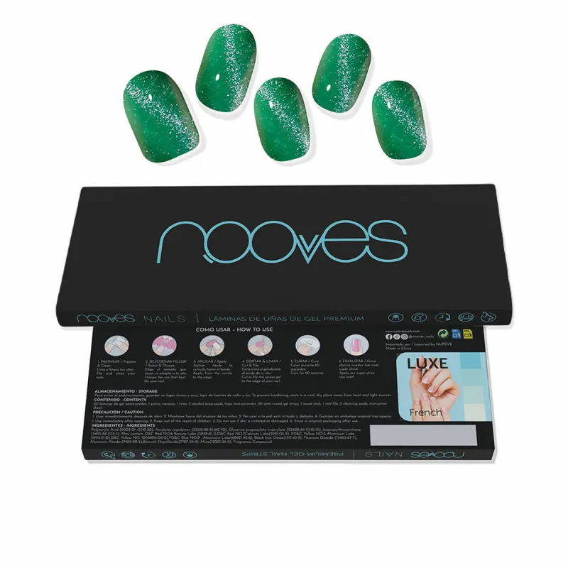 Geelikynsinauhat Nooves Láminas De Uñas De Gel Cat eye green 20 Kappaletta