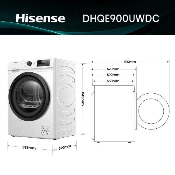 Džiovyklė su šilumos siurbliu Hisense 9 kg