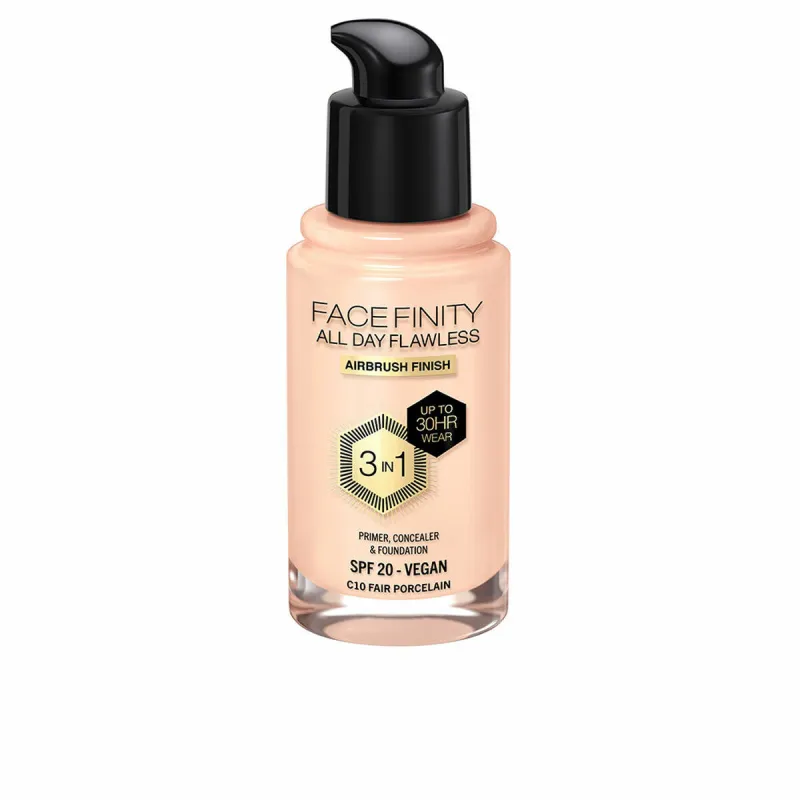 Grima Bāzes Krēms Max Factor Face Finity All Day Flawless Nº C10 Fair porcelain C10-Fair Porcelain Spf 20 30 ml 3-vienā