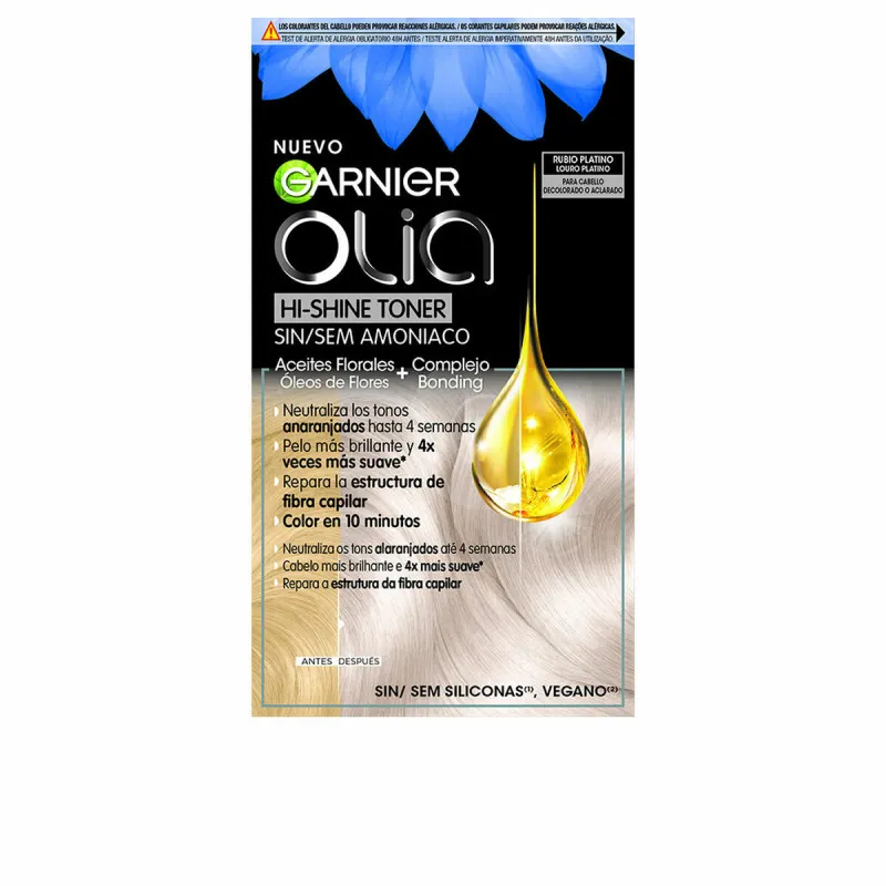 Poolpüsiv värv Garnier Olia Hi-Shine Toner Nº 10.01 Plaatinablond 3 Tükid, osad (1 Ühikut)