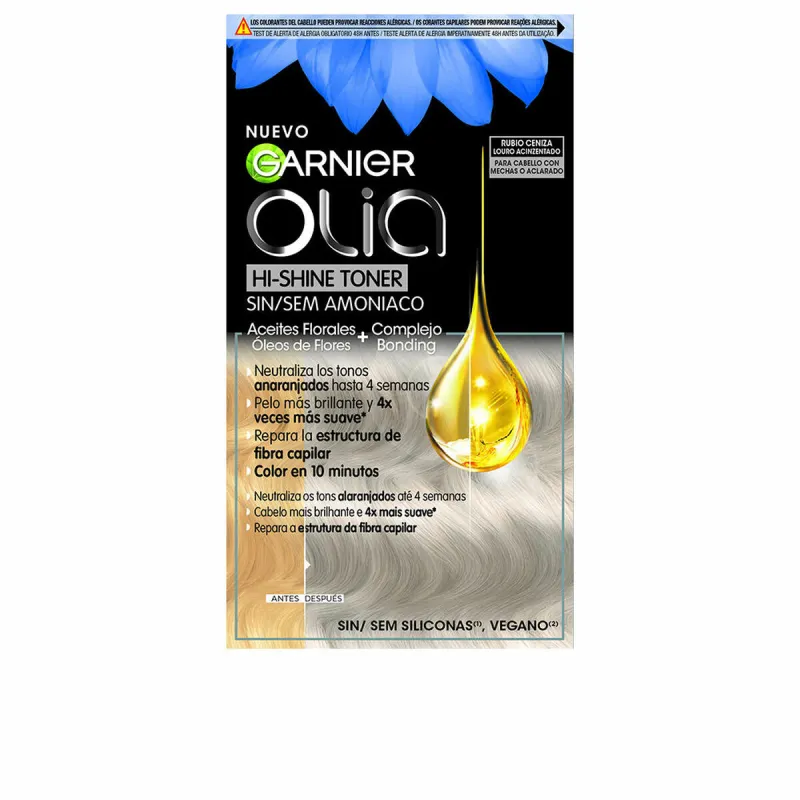 Pusiau laikinas dažas Garnier Olia Hi-Shine Toner Pelenų šviesūs Nº 9.1 3 Dalys (1 vnt.)