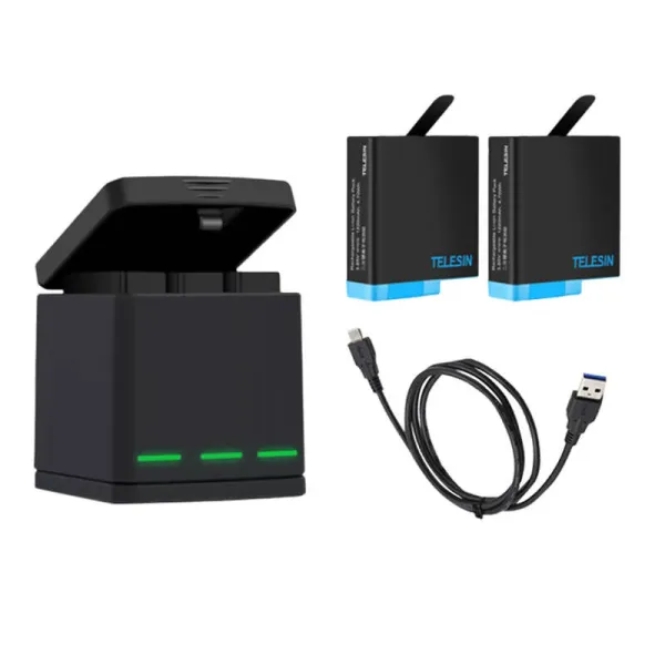Telesin Box three-channel charger for GoPro Hero 5/6/7/8 + 2 batteries (GP-BNC-801)