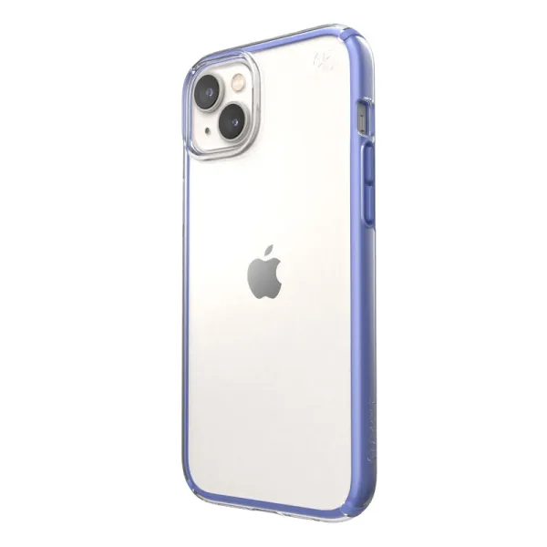 Speck Presidio Perfect-Clear with Impact Geometry - iPhone 15 Plus / 14 Plus Case with MICROBAN Coating (Clear / Grounded Purple