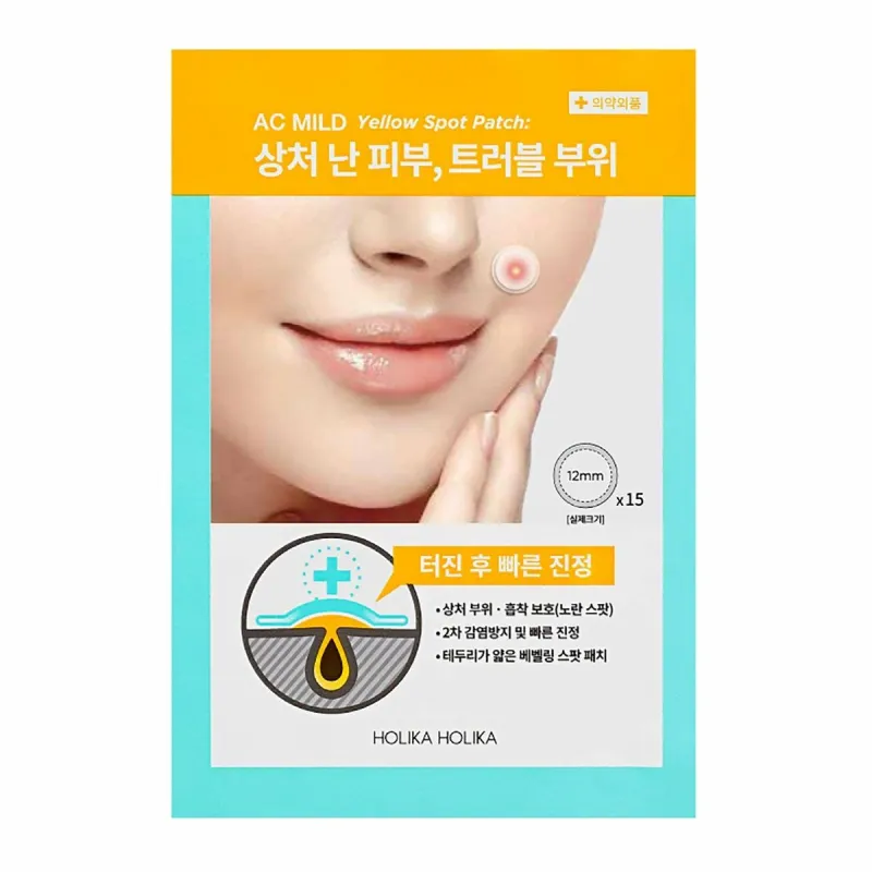Priemonė plaukams nuo pleiskanų Holika Holika Ac Mild Yellow Spot Pleistrai 15 Dalys