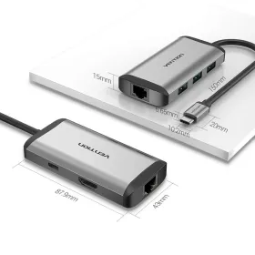 USB-keskitin Vention CNCHB Musta Harmaa