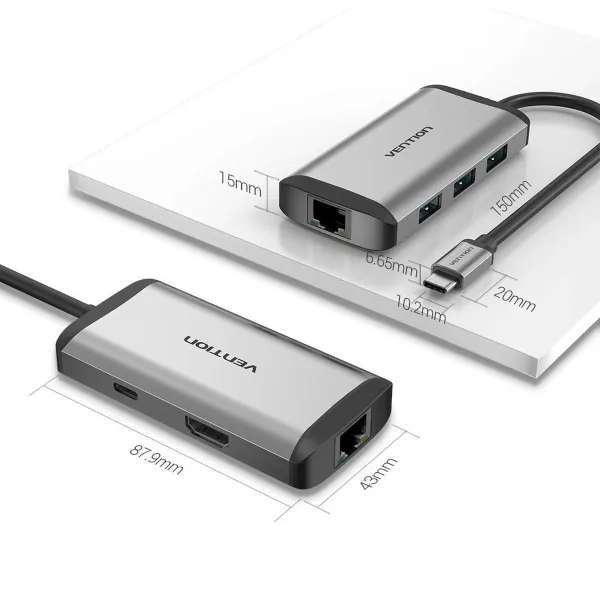 USB Hub Vention CNCHB Black Grey