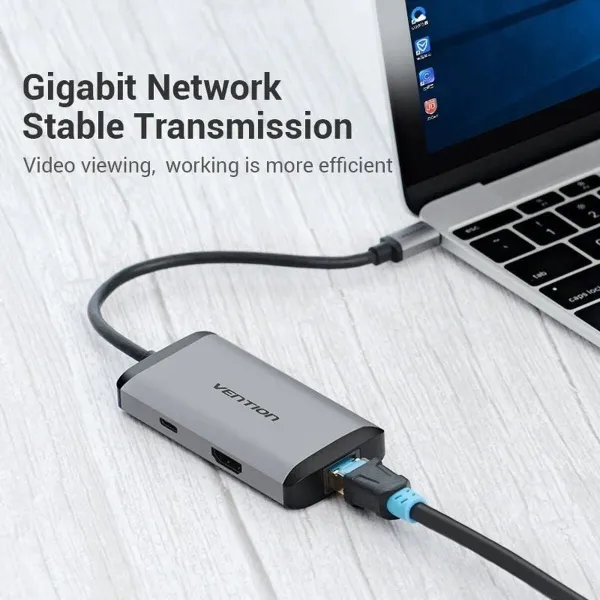 USB Hub Vention CNCHB Black Grey