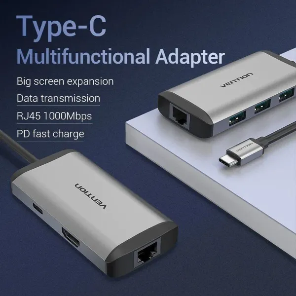 USB Centrmezgls Vention CNCHB Melns Pelēks