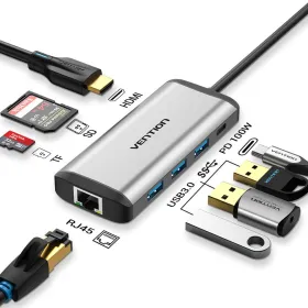 USB Centrmezgls Vention CNDHB Sudrabains