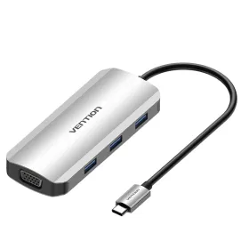 USB šakotuvas Vention TOIHB 100 W Sidabras