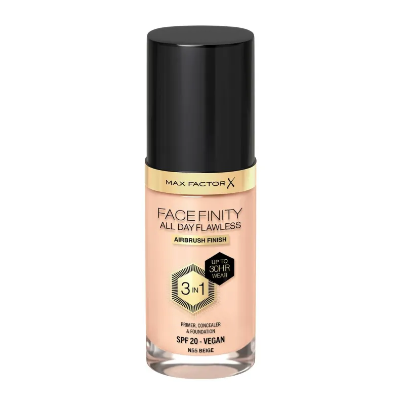 Основа-крем для макияжа Max Factor Facefinity Nº 55-beige Spf 20 30 ml 3-в-1
