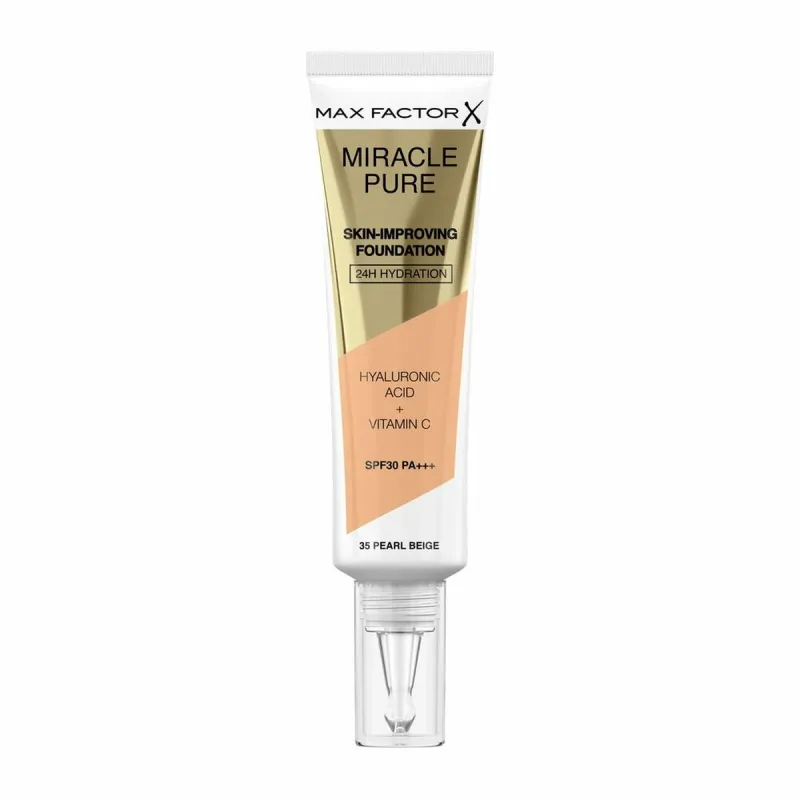 Nestemäinen meikin pohjustusaine Max Factor Miracle Pure 35-pearl beige SPF 30 (30 ml)