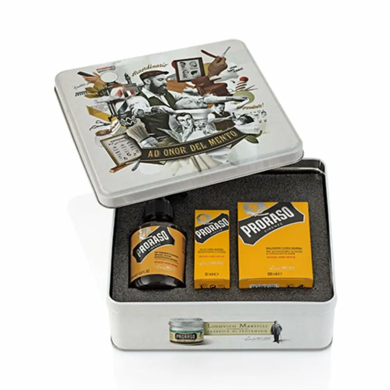 Habeme hoolduskomplekt Proraso Wood & Spice 3 Tükid, osad